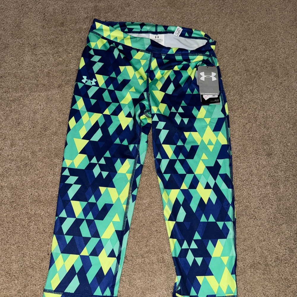 Under Armour Blue and Green Geometric Leggings